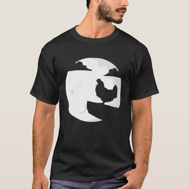 Chicken Howling Moon  Animal Silhouette Women Boys T Shirt (Framsida)