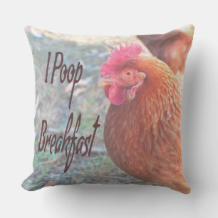 Chicken I poop Breakfast Funny Humor Kudde
