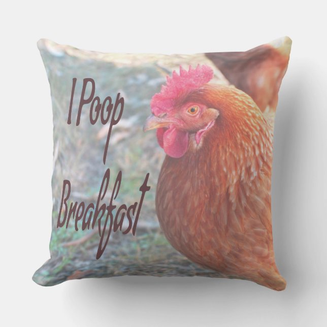 Chicken I poop Breakfast Funny Humor Kudde (Framsida)