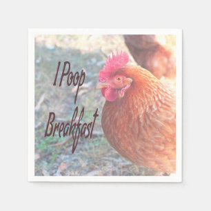 Chicken I poop Breakfast Funny Humor Pappersservett