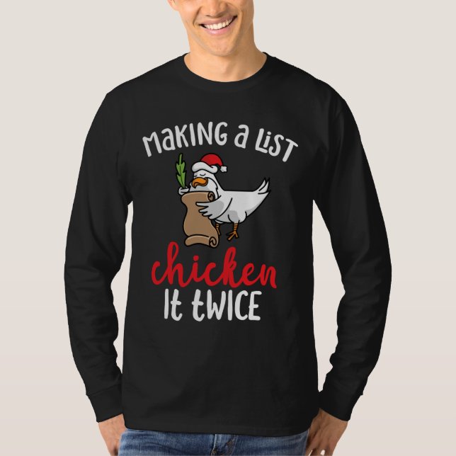 Chicken It Twice Chicken Christmas Design   T Shirt (Framsida)