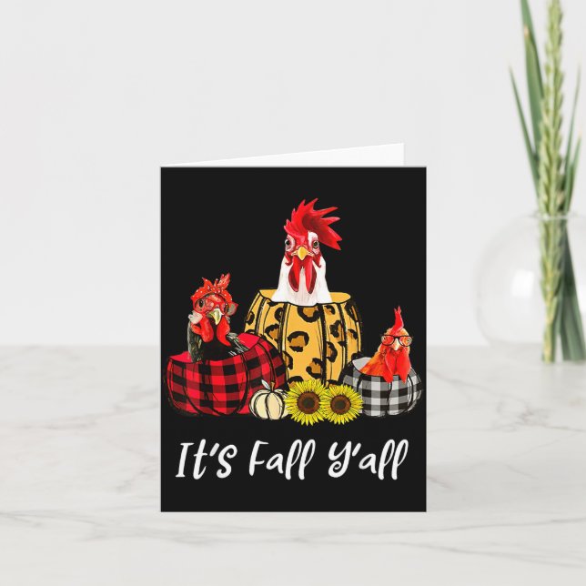 Chicken It's Fall Y'all Leopard Pumpkin Autumn Tha Kort (Framsida)