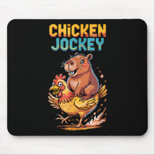 Chicken Jockey Capybara Älskare Pixel Art Gamer Ro Musmatta