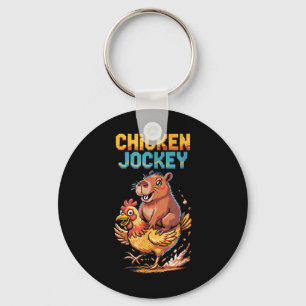 Chicken Jockey Capybara Älskare Pixel Art Gamer Ro Nyckelring