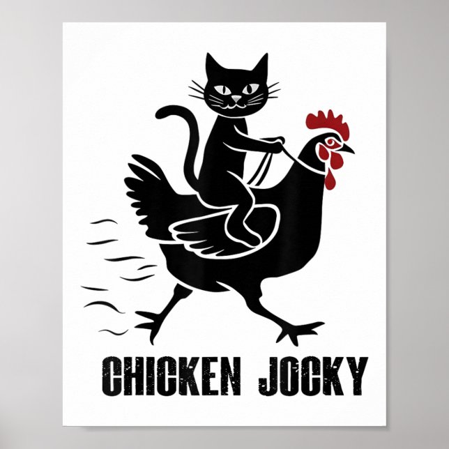 Chicken Jockey Funny Black Cat Poster (Framsidan)