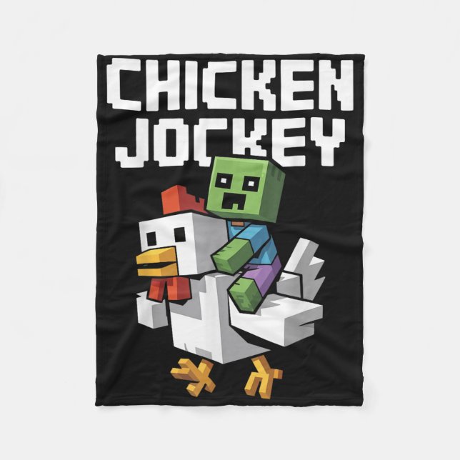 Chicken Jockey Pixel Funny Fleecefilt (Framsidan)