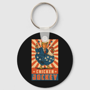 Chicken Jockey Trump Funny Meme 10 Nyckelring