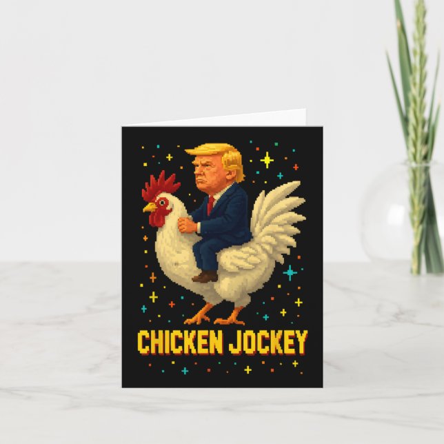 Chicken Jockey Trump Funny Meme 2 Kort (Framsida)