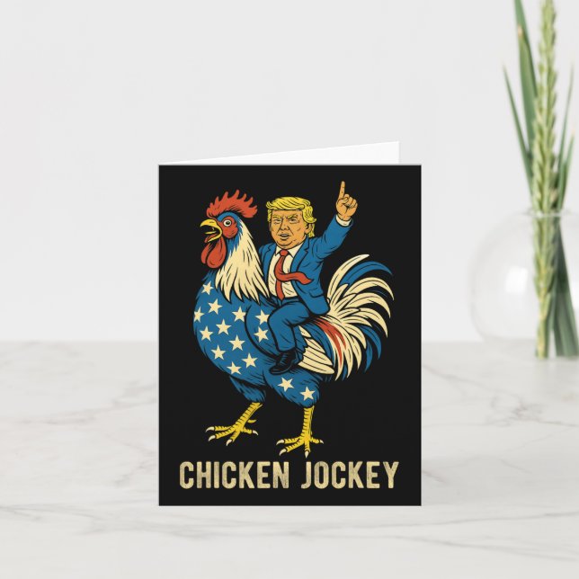 Chicken Jockey Trump Funny Meme 7 Kort (Framsida)