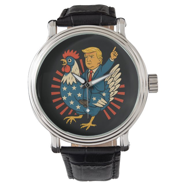 Chicken Jockey Trump Funny Meme Armbandsur (Framsida)