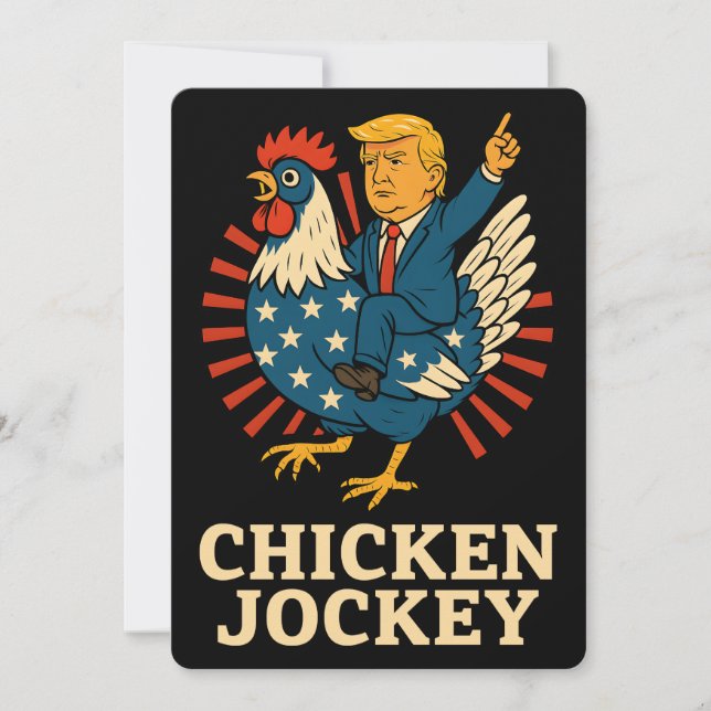 Chicken Jockey Trump Funny Meme Inbjudningar (Framsida)