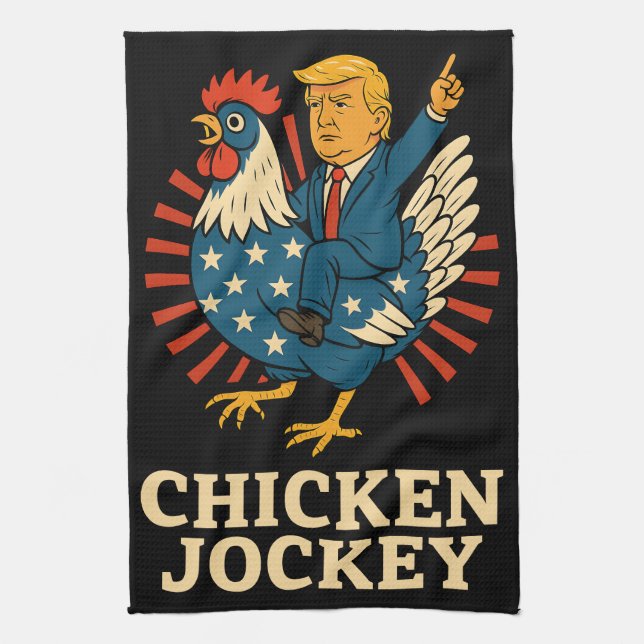 Chicken Jockey Trump Funny Meme Kökshandduk (Vertikal)
