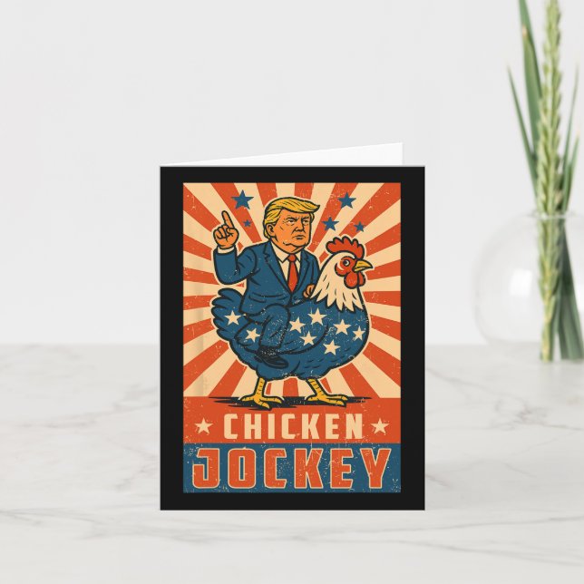 Chicken Jockey Trump Funny Meme Kort (Framsida)