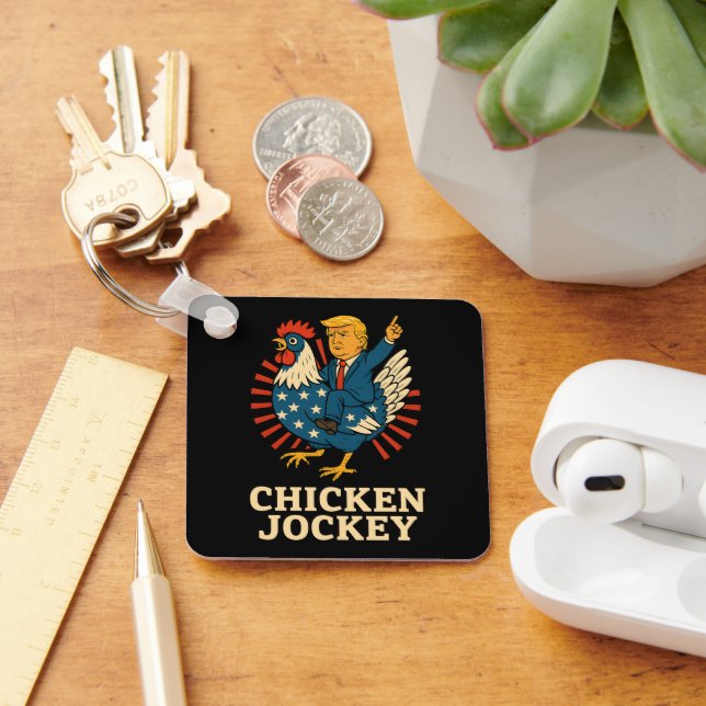 Chicken Jockey Trump Funny Meme Nyckelring (Skrivbord)
