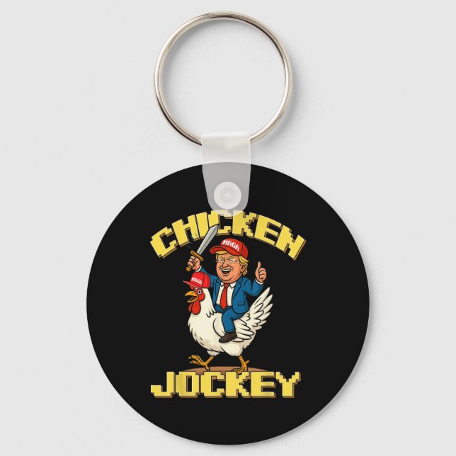 Chicken Jockey Trump Funny Meme Nyckelring (Framsida)