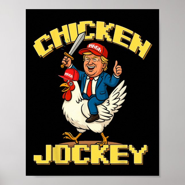 Chicken Jockey Trump Funny Meme Poster (Framsidan)