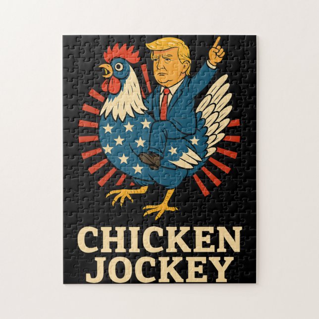 Chicken Jockey Trump Funny Meme Pussel (Vertikal)