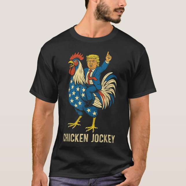Chicken Jockey Trump Funny Meme T Shirt (Framsida)