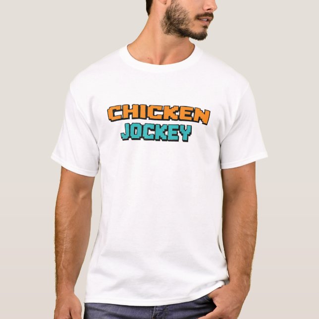 Chicken Jockey Zombie Pixel Art Zombie Gamer Funny T Shirt (Framsida)