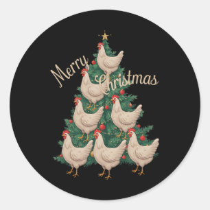 Chicken Julgran Funny Chickens Julafton Träd Runt Klistermärke