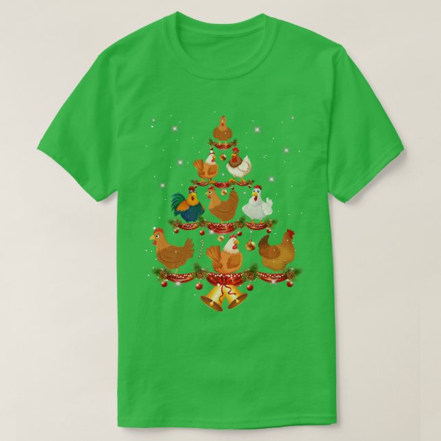 Chicken Julgran Funny Light Julafton Ornament D T Shirt (Design framsida)