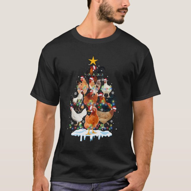 Chicken Julgran Ljus Funny Chicken Älskare T Shirt (Framsida)
