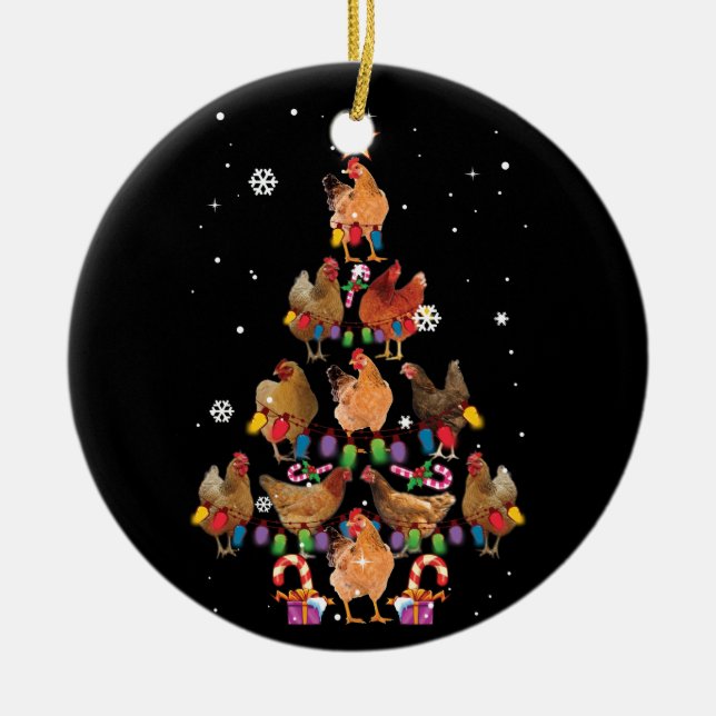 Chicken Julgran Ljus Funny Chicken Julafton Julgransprydnad Keramik (Framsidan)