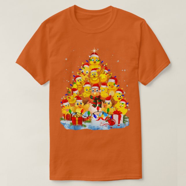 Chicken Julgran Ljus Funny Chicken Julafton T Shirt (Design framsida)