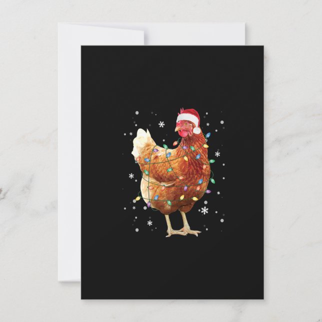 Chicken Julgran Ljus Santa Hat Funny Julafton Inbjudningar (Framsida)