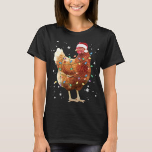 Chicken Julgran Ljus Santa Hat Funny Julafton T Shirt