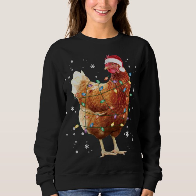 Chicken Julgran Ljus Santa Hat Funny Julafton T Shirt (Framsida)