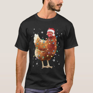 Chicken Julgran Ljus Santa Hat Funny Julafton T Shirt
