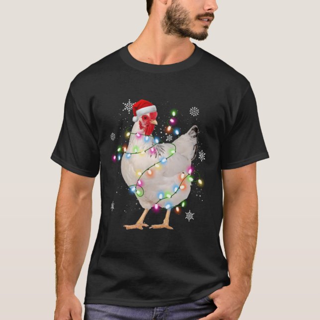 Chicken Julgran Santa Funny Julafton Ljus Chi T Shirt (Framsida)