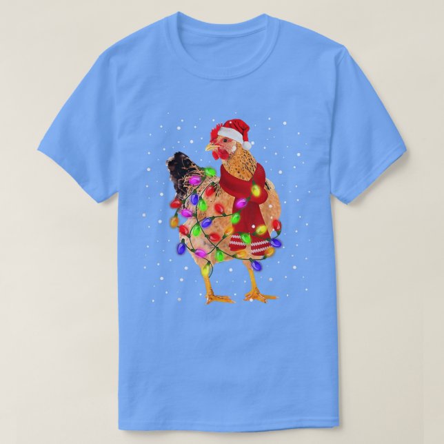 Chicken Julgran Santa Hat Fairy Ljus Arou T Shirt (Design framsida)