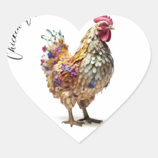 Chicken Life Heart Sticker Hen Tupp Sticker Hjärtformat Klistermärke
