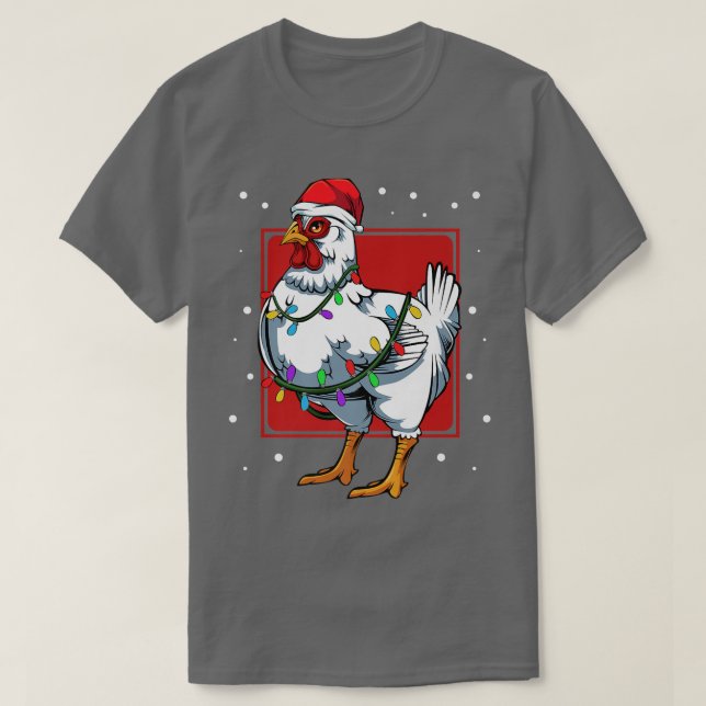 Chicken Lights Fun Santa Cute Celebrat Happy Chris T Shirt (Design framsida)