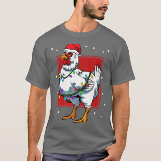 Chicken Lights Fun Santa Cute Celebrat Happy Chris T Shirt