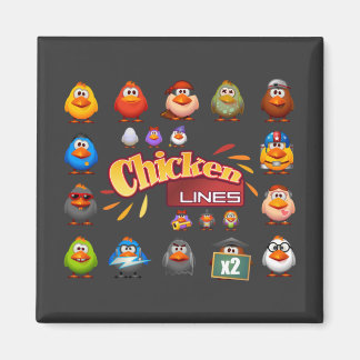 Chicken Linjer Square Magnet