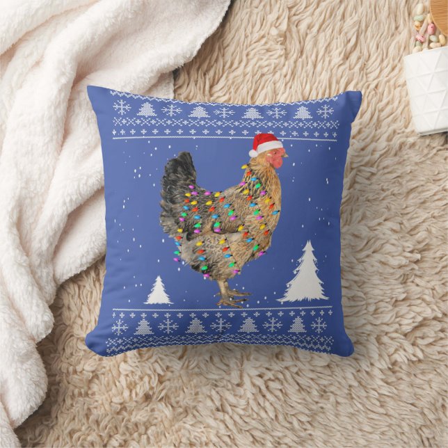 Chicken Ljus med Santa Hat jul Pajamas Kudde (Filt)