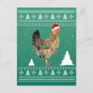 Chicken Ljus med Santa Hat jul Pajamas Vykort