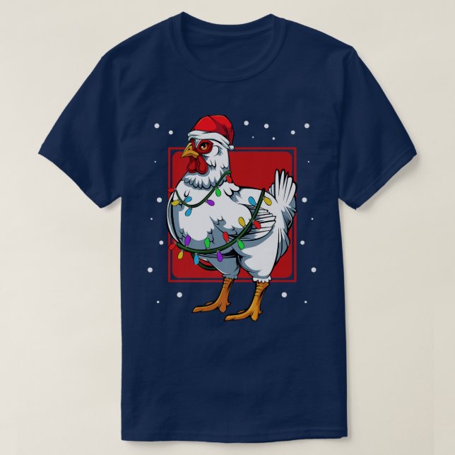 Chicken Ljus Roligt Santa Cute Celebrat Lycklig Ch T Shirt (Design framsida)