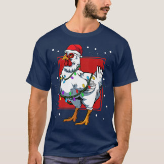Chicken Ljus Roligt Santa Cute Celebrat Lycklig Ch T Shirt