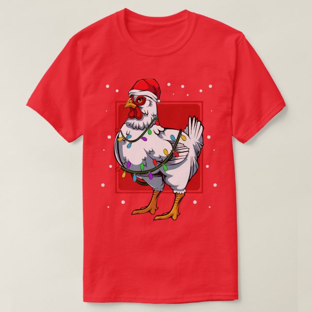 Chicken Ljus Roligt Santa Cute Celebrat Lycklig Ch T Shirt (Design framsida)