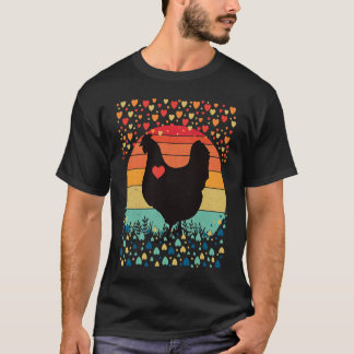 Chicken Love Farm Heart Alla hjärtans dag Retro Vi T Shirt