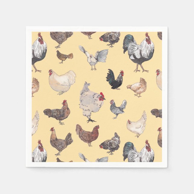 Chicken Lycklig Papper och Party Napkins Pappersservett (Framsidan)