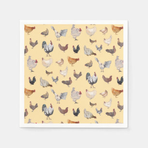 Chicken Lycklig Papper & Party Tallrikar Napkins Pappersservett
