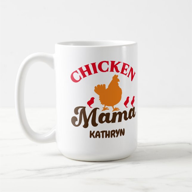 Chicken Mamma Cute Funny Mors dag Gift Kaffemugg (Vänster)