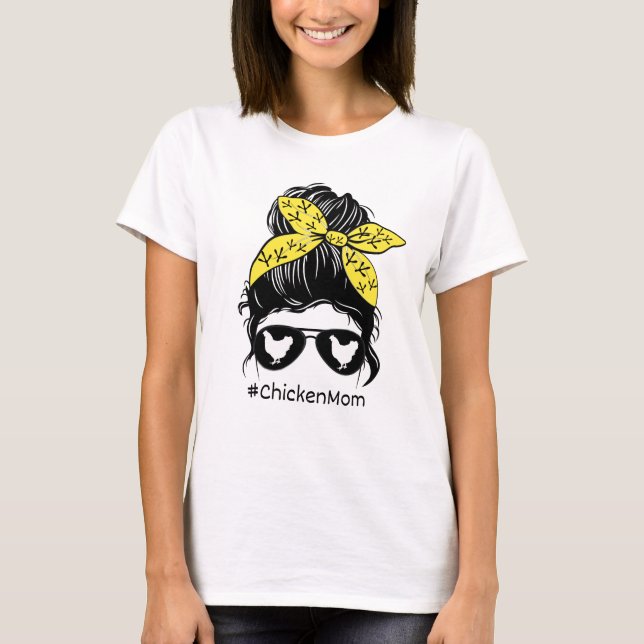 Chicken Mamma med bog T-Shirt (Framsida)