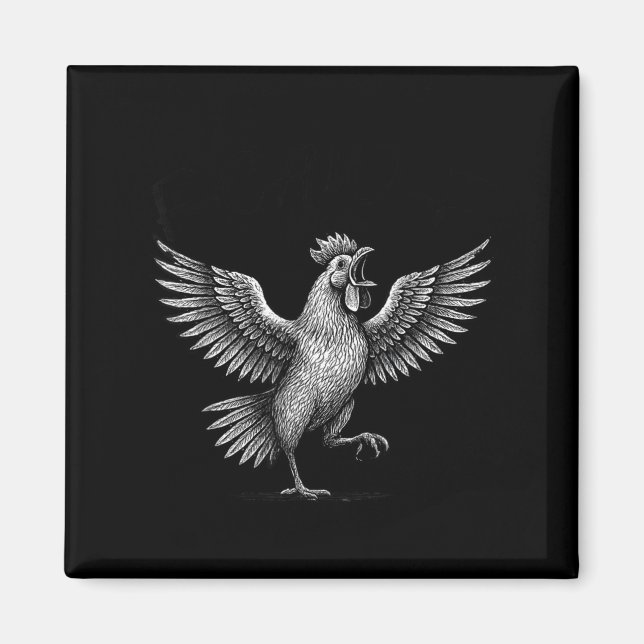 Chicken Meme Caw Funny Sayings Rooster Humor Quote Magnet (Framsidan)