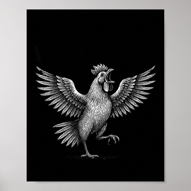 Chicken Meme Caw Funny Sayings Rooster Humor Quote Poster (Framsidan)